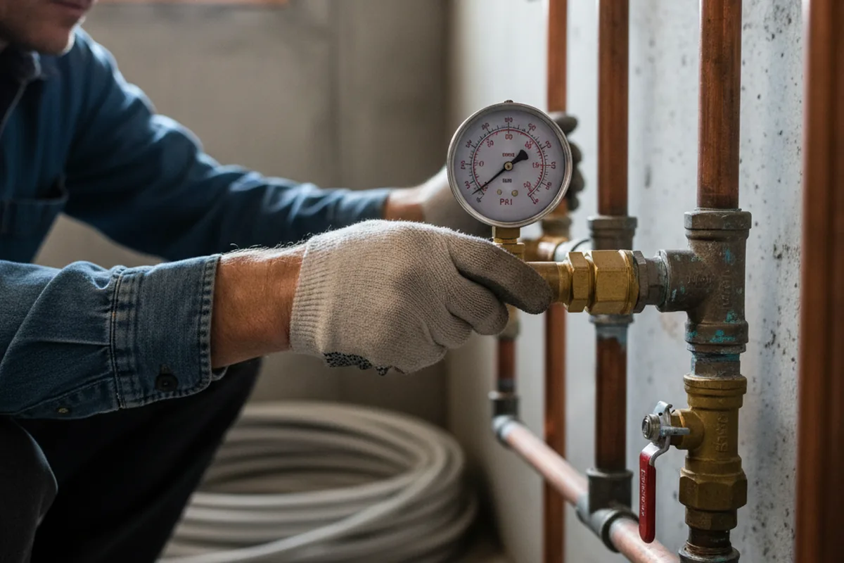Pressure testing a repaired line during Water Line Repair in Acampo